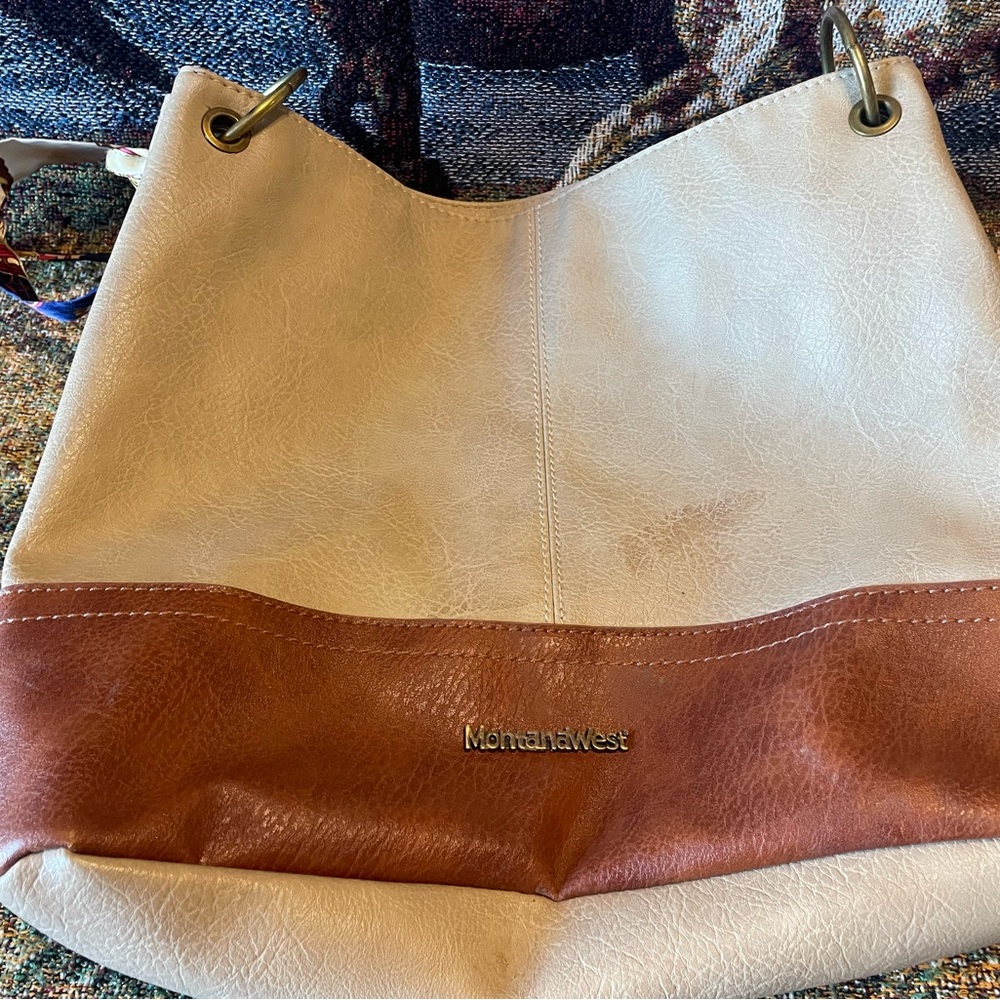 Montana West Cream and Brown Shoulder Bag